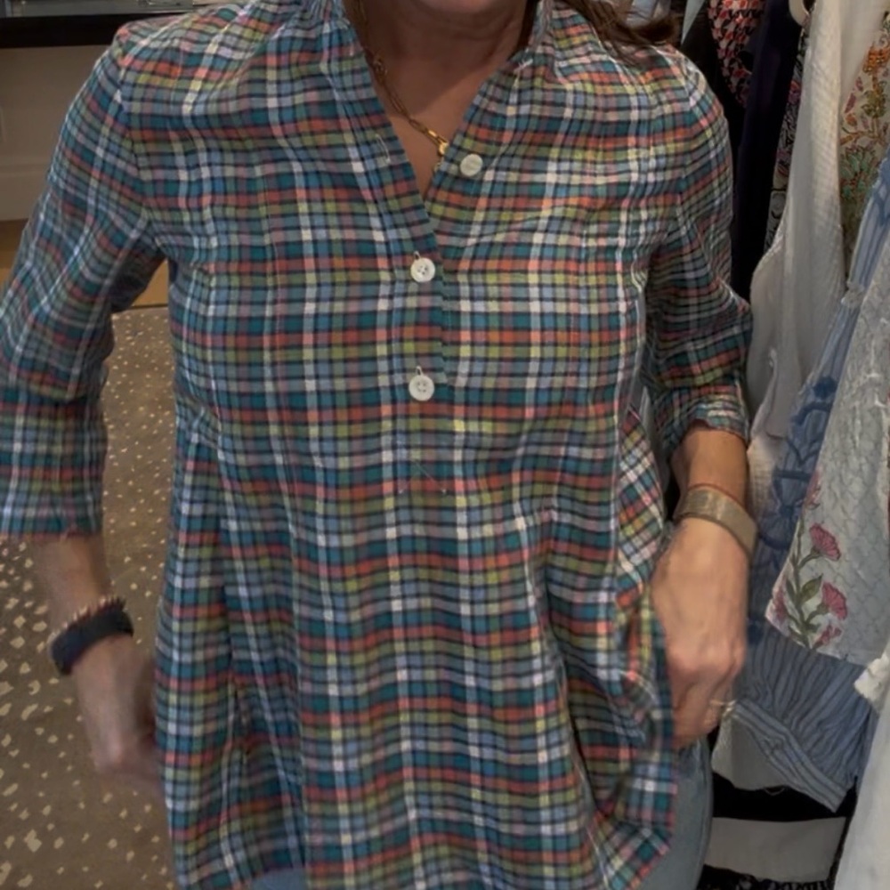 A.P.C. Paris Woman’s Plaid Button-Front Multicolor Shirt